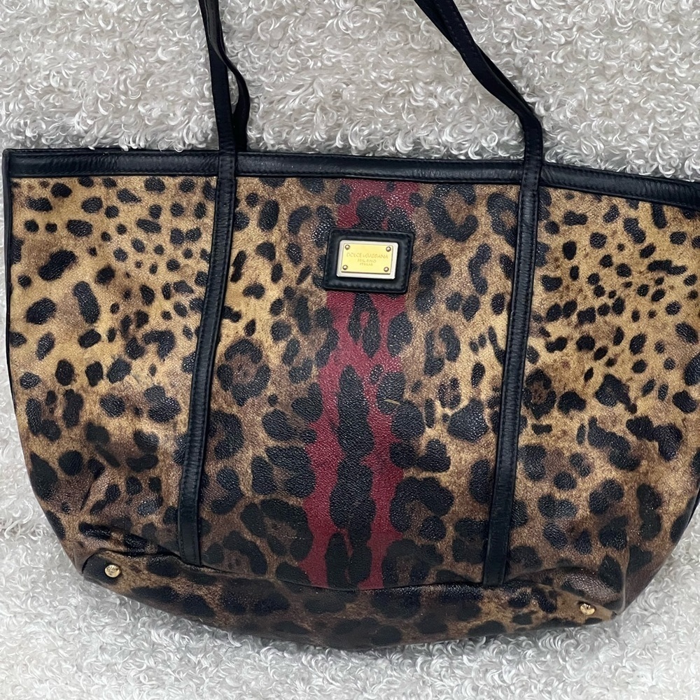 Dolce & Gabbana Leopard Print Coated Canvas Tote Bag